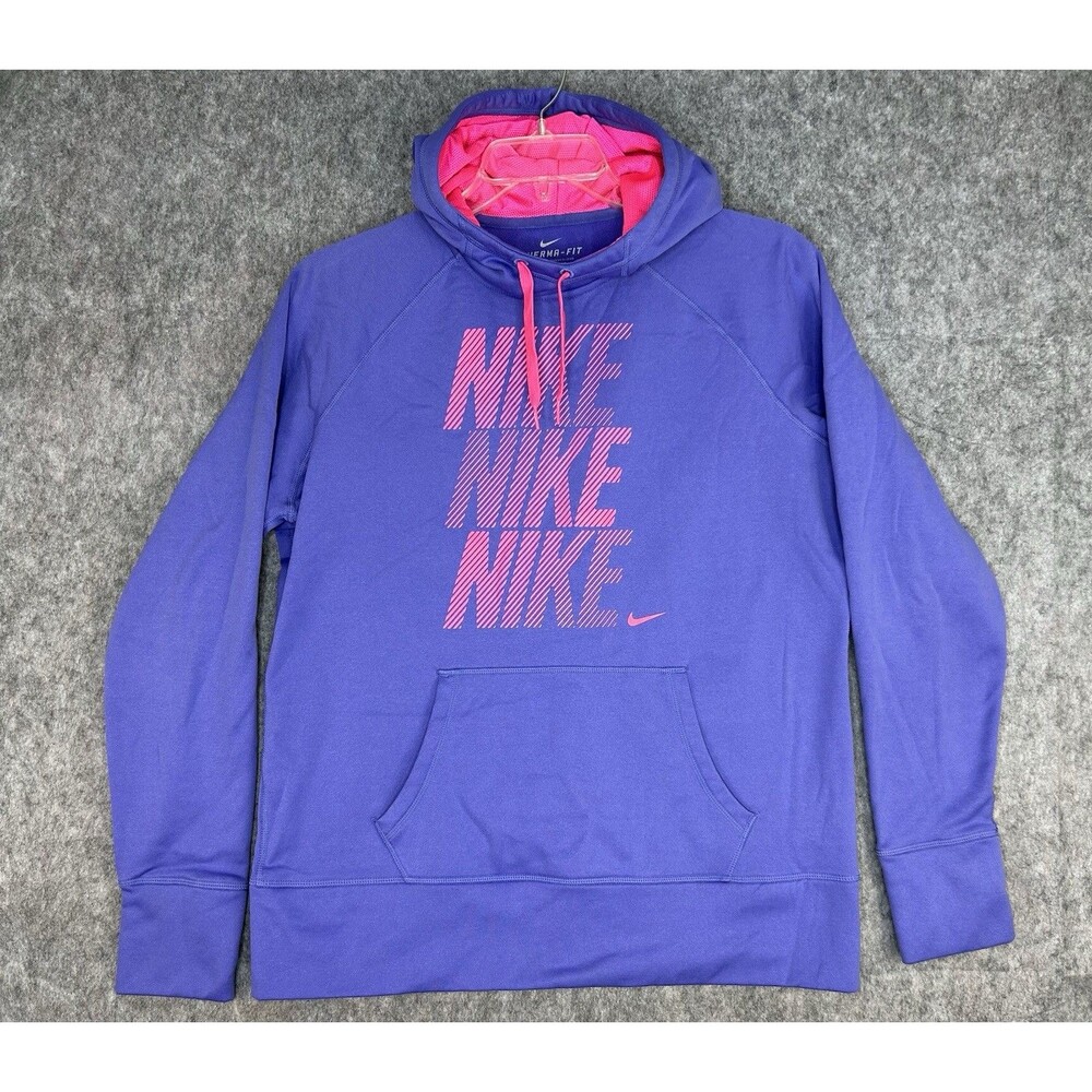 Nike Therma-Fit Pullover Hoodie Sweatshirt Women's XL Purple Pink 624418-553